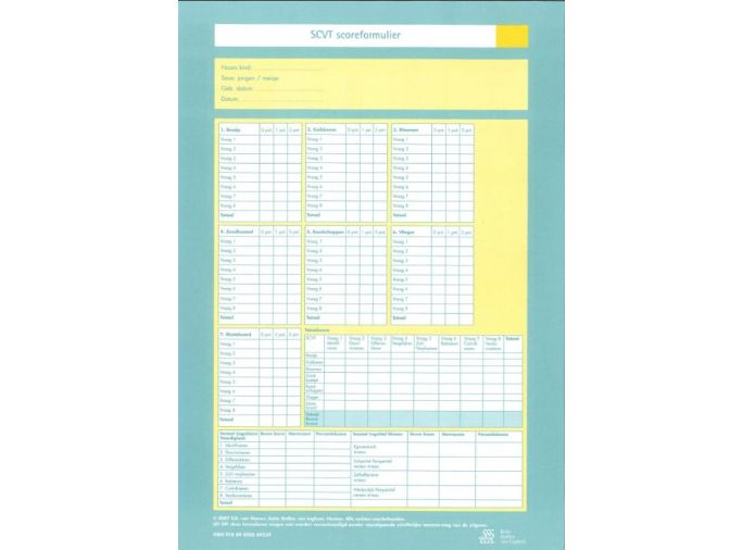 Voorkant - Sociaal Cognitieve Vaardigheden Test (SCVT) - scoreformulieren