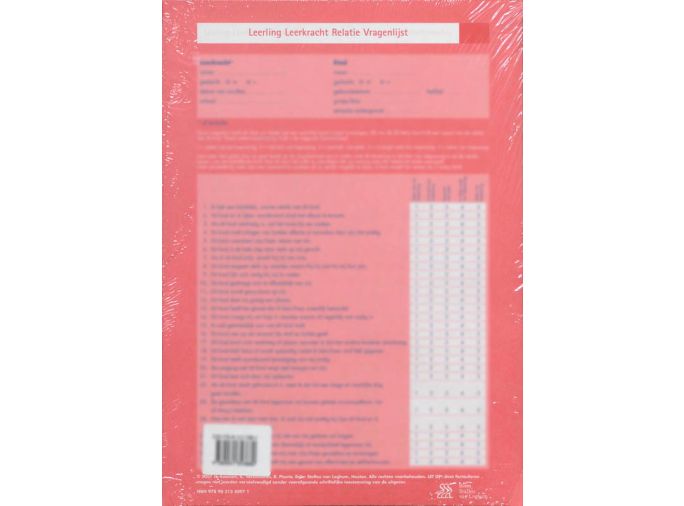 Voorkant - Leerling Leerkracht Relatie Vragenlijst (LLRV) - scoreformulieren