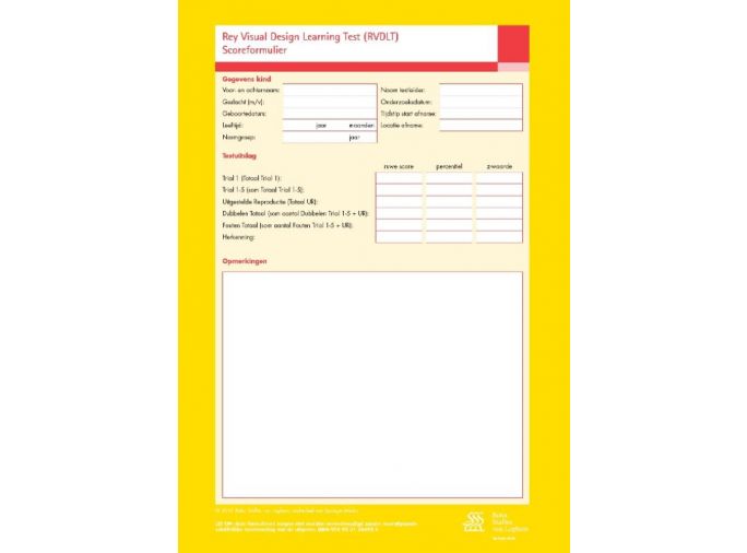 Voorkant - Rey Visual Design Learning Test (RVDLT) - scoreformulieren