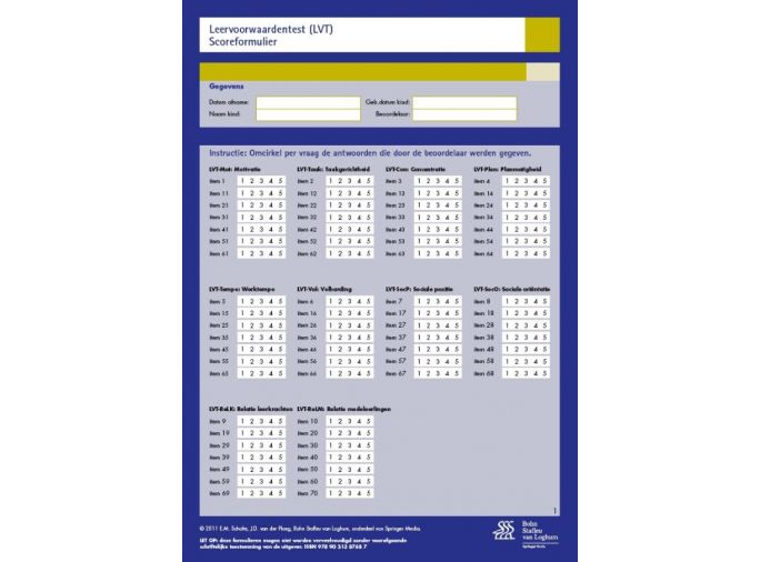 Voorkant - Leervoorwaardentest (LVT) - scoreformulieren