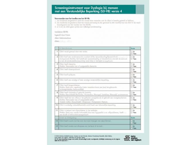 Voorkant - Screeningsinstrument voor Dysfagie bij mensen met een Verstandelijke beperking (SD-VB)